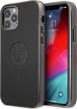 BMW Hard Cover Leather Embossed Logo for Apple iPhone 12 Pro Max Black