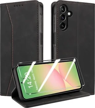 QHOHQ Flip Case with Panzerglas for Samsung Galaxy A56 5G/A36 5G Black