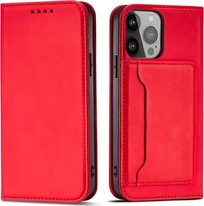 Hurtel Magnet Card Case for Apple iPhone 14 Red