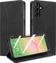 QHOHQ Flip Case with Panzerglas for Samsung Galaxy A56 5G/A36 5G Black